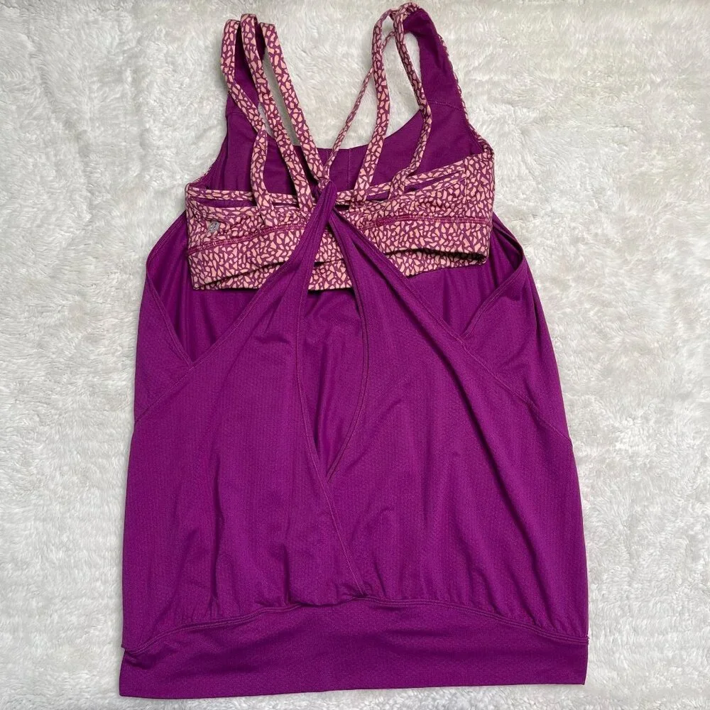 Lululemon Women's Purple Mosaic Peach Nouveau Limits Tank Top Size 6 - Picture 3 of 6